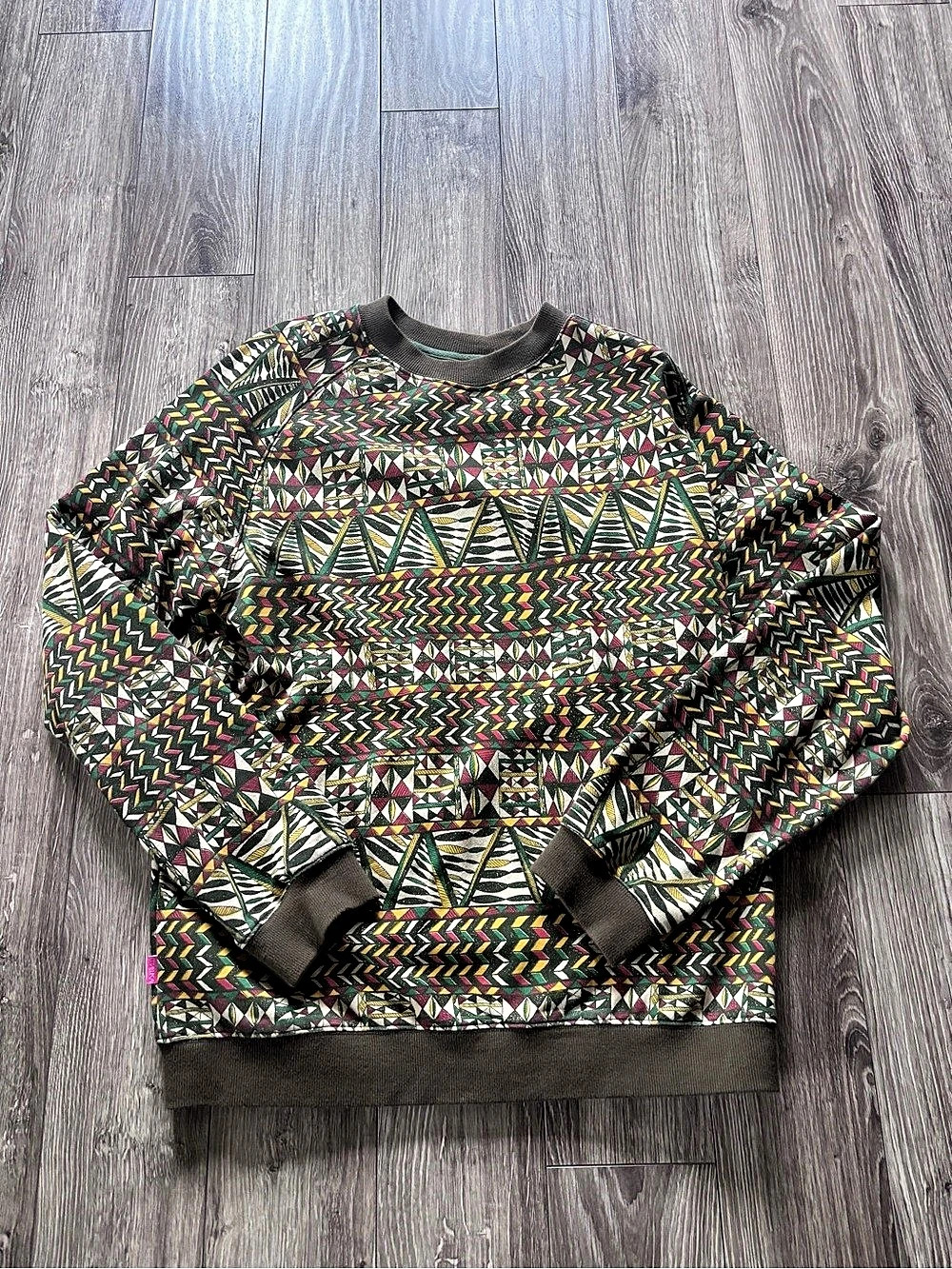 MNWKA Geometric Sweatshirt in Black & Multicolor Size Large Like 